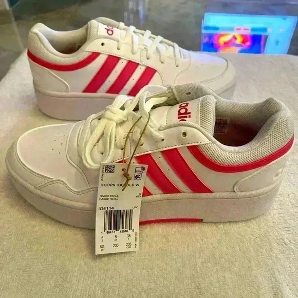 adidas Shoes - Adidas Hoops 3.0 Women’s Size 6.5 White/Pink NEW